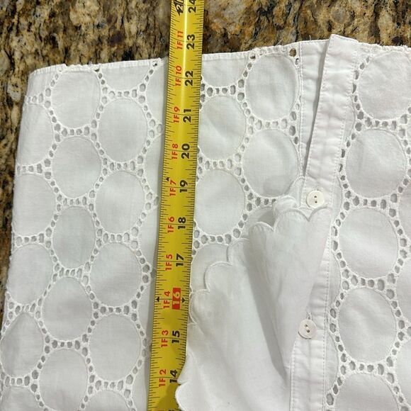 Worth Cotton Sleeveless Ruffle Front Eyelet Button Down Shirt Size 6 - Picture 7 of 7